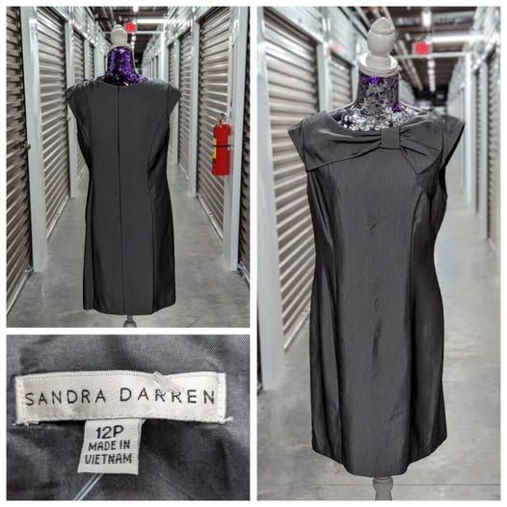 Quiet‎ Luxury Minimalist Office Siren NWT Sandra Darren Grey Bow Mini Dress 12P